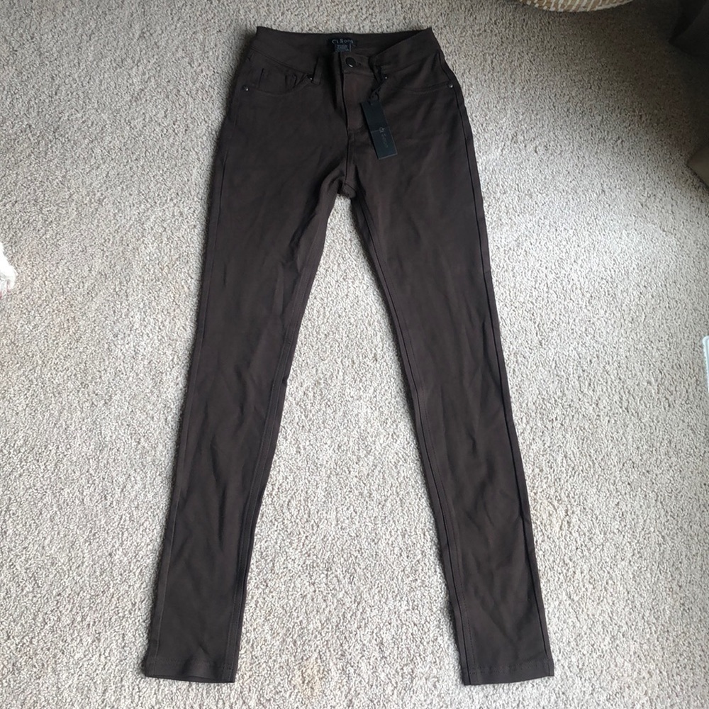 *MAKE OFFER. DONATING JANUARY 1. * NWT BROWN KNIT PONTE PANTS - Picture 1 of 4